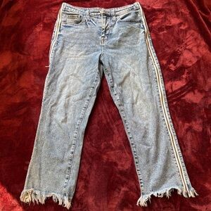 Wild Fable Light Blue Straight Leg Jeans with Frayed Hem